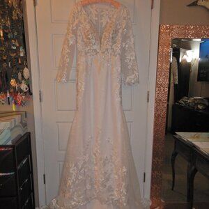 NEW Missacc Mermaid Tulle & Lace Long Sleeve Wedding Dress